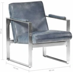 Fauteuil Tube Gris 60x73x77 Cm Cuir Véritable VidaXL -VIDAXL || Songmics Soldes 18763146 3