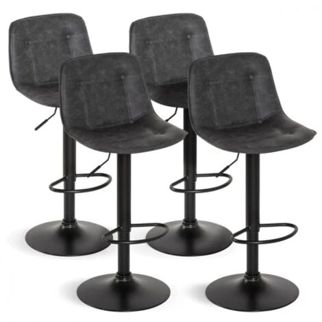 Lot De 4 Tabourets De Bar DENVER Gris Vintage 3 Lot De 4 Tabourets De Bar DENVER Gris Vintage