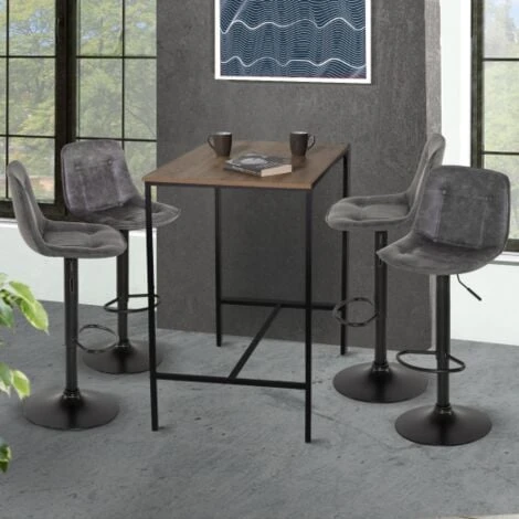 Lot De 4 Tabourets De Bar DENVER Gris Vintage 4 Lot De 4 Tabourets De Bar DENVER Gris Vintage – Image 2