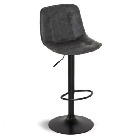 Lot De 4 Tabourets De Bar DENVER Gris Vintage 5 Lot De 4 Tabourets De Bar DENVER Gris Vintage – Image 3