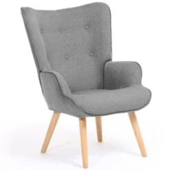 Fauteuil Scandinave IVAR En Tissu Gris Clair