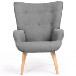 Fauteuil Scandinave IVAR En Tissu Gris Clair -VIDAXL || Songmics Soldes 18777858 3