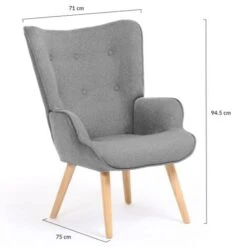 Fauteuil Scandinave IVAR En Tissu Gris Clair -VIDAXL || Songmics Soldes 18777858 5