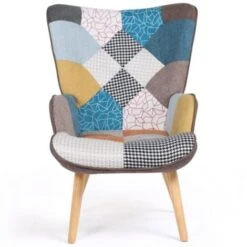Fauteuil Scandinave IVAR En Tissu Patchwork Multicouleurs -VIDAXL || Songmics Soldes 18777859 3