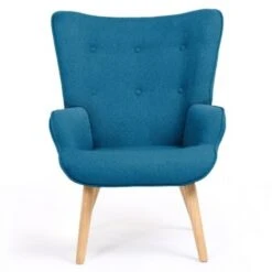 Fauteuil Scandinave IVAR Avec Repose Pieds Bleu Canard -VIDAXL || Songmics Soldes 18850727 3