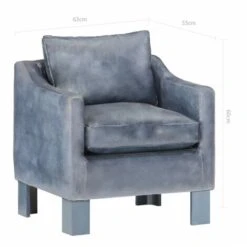 Fauteuil Gris Cuir Véritable VidaXL -VIDAXL || Songmics Soldes 18899136 3