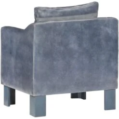 Fauteuil Gris Cuir Véritable VidaXL -VIDAXL || Songmics Soldes 18899136 4