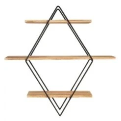 Etagère Murale Losange LILY 3 Niveaux Bois Et Métal Design Industriel -VIDAXL || Songmics Soldes 19156507 3