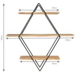 Etagère Murale Losange LILY 3 Niveaux Bois Et Métal Design Industriel -VIDAXL || Songmics Soldes 19156507 5