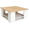 Table Basse Carrée ELI Blanche Plateau Façon Hêtre -VIDAXL || Songmics Soldes 19502276 1