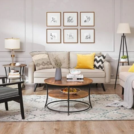 VASAGLE Table Basse, Table De Salon, Buffet Bas, 2 Niveaux, Avec Étagère De Rangement, Montage Facile, Structure En Métal, Style Industriel, Marron Rustique Par SONGMICS LCT80BX 4 VASAGLE Table Basse, Table De Salon, Buffet Bas, 2 Niveaux, Avec Étagère De Rangement, Montage Facile, Structure En Métal, Style Industriel, Marron Rustique Par SONGMICS LCT80BX – Image 2