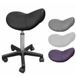 Tabouret Ergonomique, Selle De Cheval à Roulettes Réglable En Hauteur De 49.5 à 68 Cm Et Pivotable à 360° - Noir