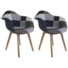 Fauteuil Patchwork Bleu Gris Home Deco Factory -VIDAXL || Songmics Soldes 20037389 1
