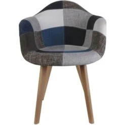 Fauteuil Patchwork Bleu Gris Home Deco Factory -VIDAXL || Songmics Soldes 20037389 5