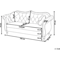 Canapé Type Chesterfield 2 Places En Velours Beige Pour Salon Au Style Vintage Et Glamour Beliani -VIDAXL || Songmics Soldes 20054233 3