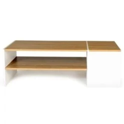 Table Basse Bar Contemporaine IZIA Avec Coffre Blanc Et Bois -VIDAXL || Songmics Soldes 20054860 3