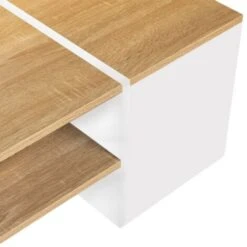 Table Basse Bar Contemporaine IZIA Avec Coffre Blanc Et Bois -VIDAXL || Songmics Soldes 20054860 5