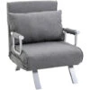 HOMCOM Fauteuil Chauffeuse Canapé-lit Convertible 1 Place Déhoussable Grand Confort Coussin Pieds Accoudoirs Métal Lin Gris Clair -VIDAXL || Songmics Soldes 20209095 1