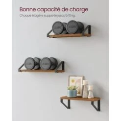 VASAGLE Étagère Murale, Étagère Flottante, Style Industriel, 3 Niveaux, Support Mural Stable, Pour Salon, Salle De Bain, Cuisine, Brun Rustique Par SONGMICS LWS33BX 9 VASAGLE Étagère Murale, Étagère Flottante, Style Industriel, 3 Niveaux, Support Mural Stable, Pour Salon, Salle De Bain, Cuisine, Brun Rustique Par SONGMICS LWS33BX -VIDAXL || Songmics Soldes 20471939 3