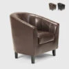 Fauteuil Club En Similicuir Salon Bureau Salle D'attente Design Classique Seashell Couleur: Marron -VIDAXL || Songmics Soldes 20714841 1
