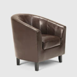 Fauteuil Club En Similicuir Salon Bureau Salle D'attente Design Classique Seashell Couleur: Marron -VIDAXL || Songmics Soldes 20714841 5