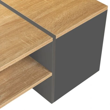 Table Basse Bar Contemporaine IZIA Avec Coffre Gris Et Bois 7 Table Basse Bar Contemporaine IZIA Avec Coffre Gris Et Bois â Image 5