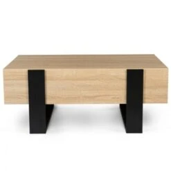 Table Basse PHOENIX Avec Tiroirs 100 CM Bois Et Noir -VIDAXL || Songmics Soldes 20902016 3