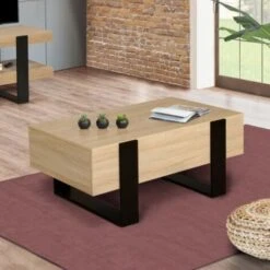 Table Basse PHOENIX Avec Tiroirs 100 CM Bois Et Noir -VIDAXL || Songmics Soldes 20902016 4