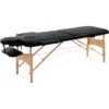 HOMCOM Table De Massage Pliante Lit Table De Beauté 2 Zones Portable Sac De Tranport Inclus Hauteur Réglable Dim. 185L X 60l X 61-88H Cm Bois Massif Revêtement Synthétique Noir