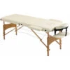 HOMCOM Table De Massage Pliante Lit Table De Beauté 2 Zones Portable Sac De Tranport Inclus Hauteur Réglable Dim. 182L X 60l X 61-87H Cm Bois Massif Revêtement Synthétique Crème -VIDAXL || Songmics Soldes 2200629 1
