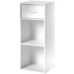 Etagère De Rangement 2 Cases + Tiroir - Calicosy - Blanc -VIDAXL || Songmics Soldes 22164372 3