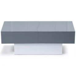Table Basse Bar Coulissante MARTA Bois Blanc Et Gris -VIDAXL || Songmics Soldes 23130951 3