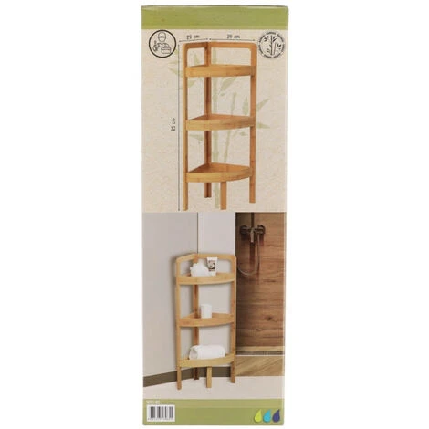 Etagère D'angle 3 Niveaux En Bambou - Naturel 4 Etagère D'angle 3 Niveaux En Bambou - Naturel – Image 2