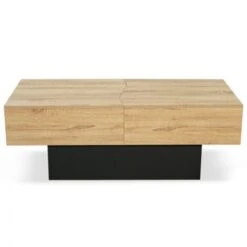 Table Basse Coulissante MARTA Bois Noir Et Imitation Hêtre -VIDAXL || Songmics Soldes 25510965 3