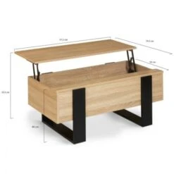 Table Basse Plateau Relevable PHOENIX Bois Et Noir -VIDAXL || Songmics Soldes 25896348 5