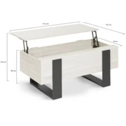 Table Basse Plateau Relevable PHOENIX Bois Gris -VIDAXL || Songmics Soldes 25896350 5