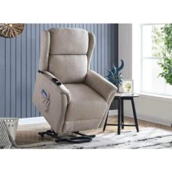 Fauteuil Releveur Relax En Tissu Beige à Commande électrique PETER -VIDAXL || Songmics Soldes 26097406 4