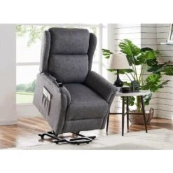 Fauteuil Releveur Relax En Tissu Gris à Commande électrique PETER -VIDAXL || Songmics Soldes 26097421 4