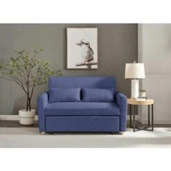 Canapé Convertible Scandinave En Tissu Bleu KALAYA