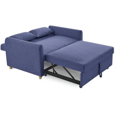 Canapé Convertible Scandinave En Tissu Bleu KALAYA 6 Canapé Convertible Scandinave En Tissu Bleu KALAYA – Image 4