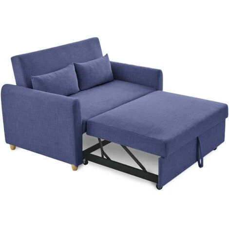 Canapé Convertible Scandinave En Tissu Bleu KALAYA 7 Canapé Convertible Scandinave En Tissu Bleu KALAYA – Image 5