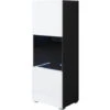 Vitrine Avec Pieds 2 Cm Avec LED 1 Porte Meuble De Rangement Avec Pieds 40 X 128 X 29cm Noir Et Blanc Finition Brillante 3 Compartiments Modèle Luke V3 -VIDAXL || Songmics Soldes 26658323 1