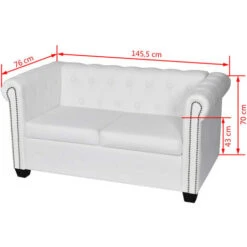 Canapé Chesterfield à 2 Places Cuir Synthétique Blanc VidaXL -VIDAXL || Songmics Soldes 2707388 5