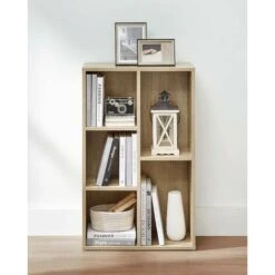 Songmics VASAGLE Bibliothèque, Étagère à 5 Niveaux, Meuble De Rangement, Pour Salon, Bureau, Chambre, Cloison Séparateur, 50 X 24 X 80 Cm, Boisée -VIDAXL || Songmics Soldes 27184600 3