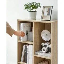 Songmics VASAGLE Bibliothèque, Étagère à 5 Niveaux, Meuble De Rangement, Pour Salon, Bureau, Chambre, Cloison Séparateur, 50 X 24 X 80 Cm, Boisée -VIDAXL || Songmics Soldes 27184600 4