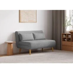 Banquette Convertible 2 Places En Tissu Gris TONKA