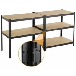 Yaheetech 180 X 90 X 60 Cm Étagères Charge Lourde Clipsable Résistant Capacité 875 Kg Meuble De Rangement Garage Cuisine Chambre Noir -VIDAXL || Songmics Soldes 27306244 4