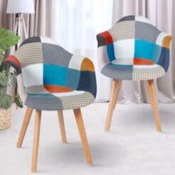 Lot De 2 Fauteuils Scandinaves SARA Motifs Patchworks Multi-couleurs -VIDAXL || Songmics Soldes 27598081 2