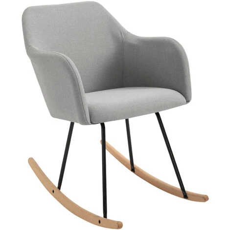 HOMCOM Fauteuil à Bascule Rocking Chair Grand Confort Accoudoirs Assise Dossier Garnissage Mousse Haute Densité Lin Gris 3 HOMCOM Fauteuil à Bascule Rocking Chair Grand Confort Accoudoirs Assise Dossier Garnissage Mousse Haute Densité Lin Gris