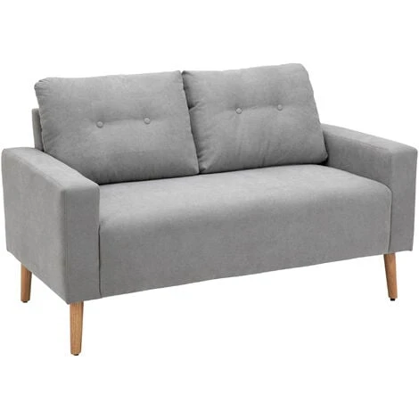 HOMCOM Canapé 2 Places Design Scandinave Dim. 145L X 76l X 88H Cm Pieds Bois Massif Tissu Gris Clair 3 HOMCOM Canapé 2 Places Design Scandinave Dim. 145L X 76l X 88H Cm Pieds Bois Massif Tissu Gris Clair